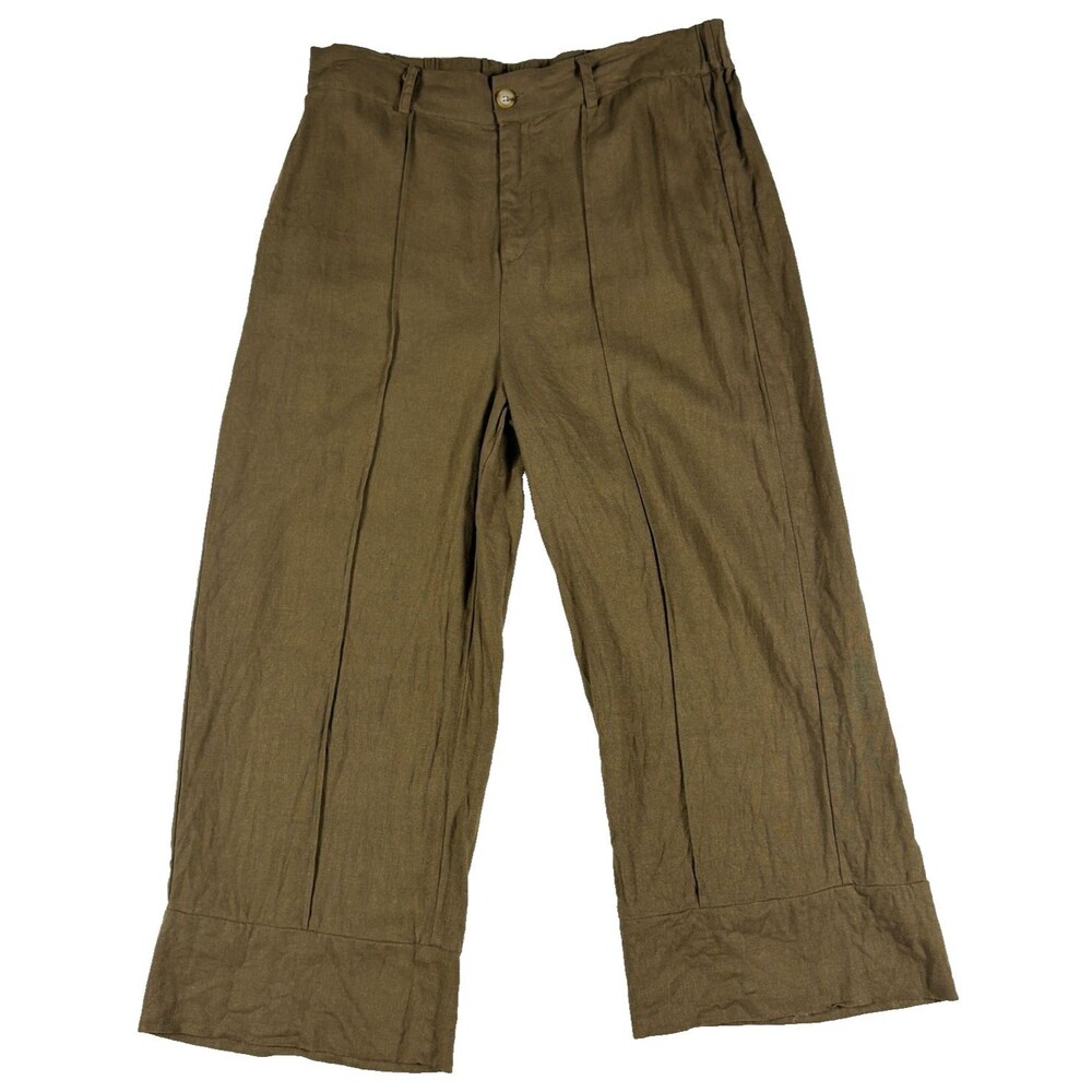 Joie Womens Pants Linen Blend Wide Leg Elastic Waist Drawstring Mauve Large Crop